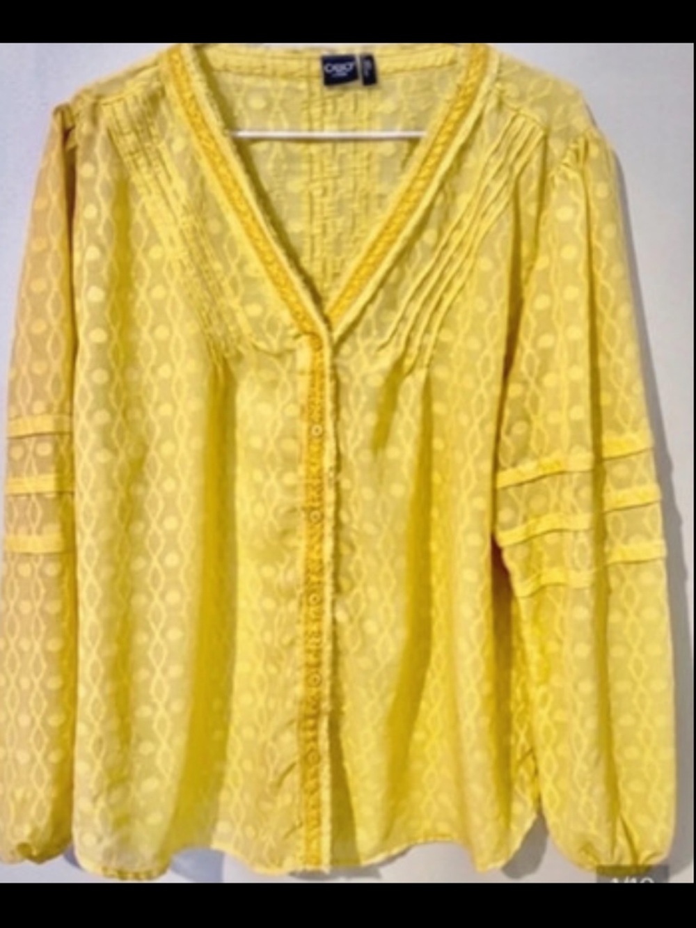 Cruel Denim Boho Yellow Peasant Blouse XXL Cottagecore V Neck Button Tunic Top